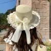 Flower Sun Hat Big Bowknot Wide Brim Hat Lolita Sun Protection Hat  Sun Shading