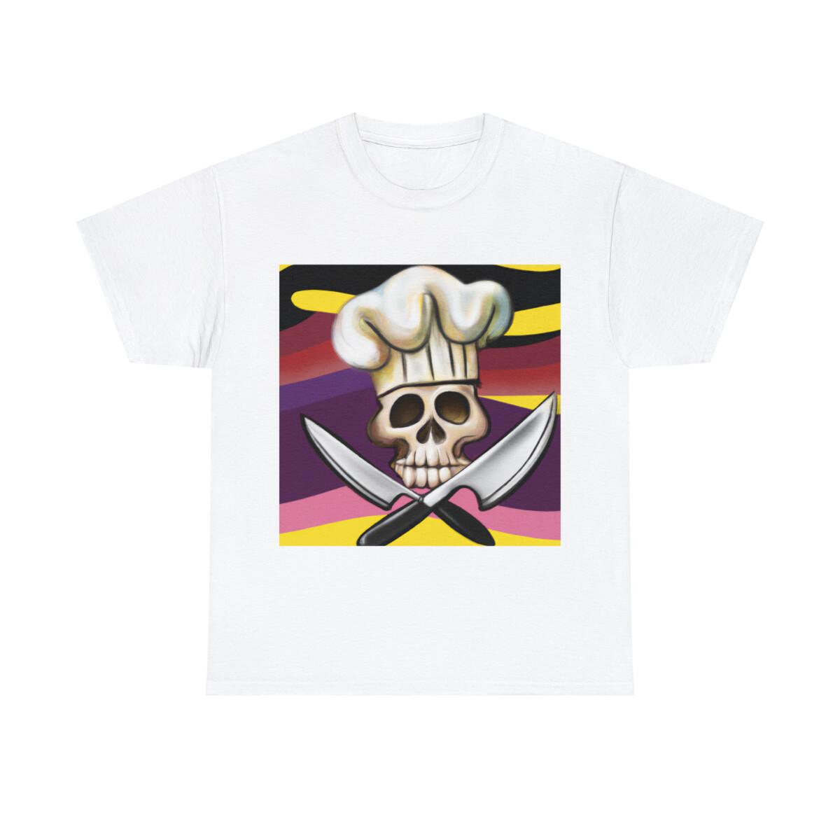 Chef Cooking T Shirt Skull Skeleton Crossbones BBQ Cookout Graphic Tee Food Cool S разноцветный
