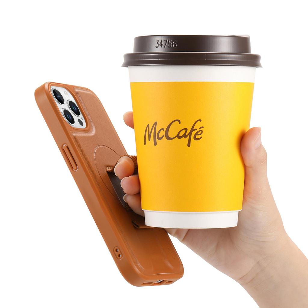 For iPhone 12 6.1 inch/iPhone 12 Pro 6.1 inch Magnetic Case CASENEO Wristband PU Leather+PC Shockproof Phone Cover