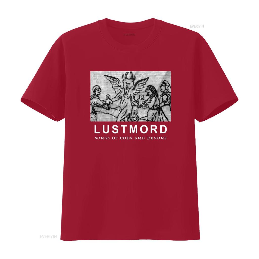 LUSTMORD T Shirt Songs Of Gods And Demons Print vintage Washed Stretched Versatile Unisex Casual Top For Everyday Wear