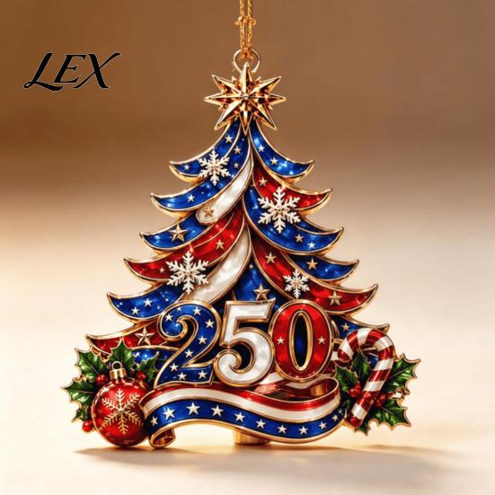 Lightweight Acrylic Pendants 250 Anniversary USA Christmas Tree Ornament, 2D 1776-2026 250th Ornaments Hanging Decoration, Fourth of July Independence