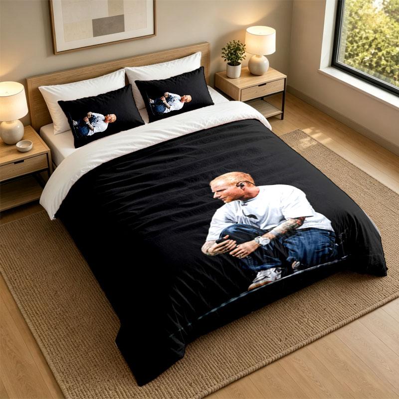 3Pcs Bedding SetEd Sheeran Soft Bed Sheet and Two Pillowcases Home Bedroom Decor