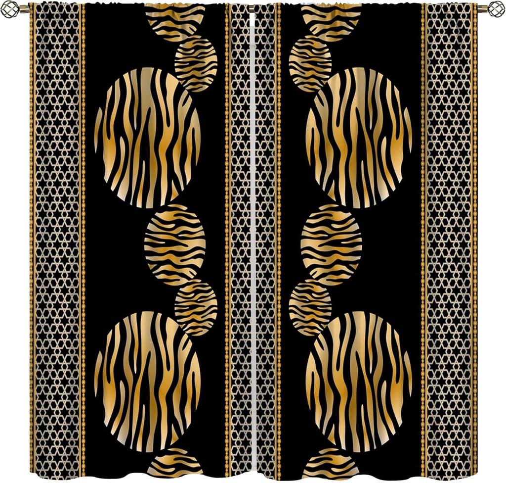 Brown Leopard Print Curtains Cheetah Safari Animal Tiger Skin Pattern Art Printed Living Room Curtain With Rod Pocket Darkening Polyester Perfect For