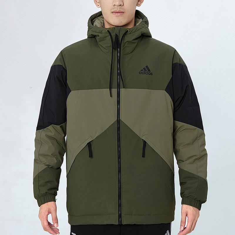 Adidas Color Block Spliced Warm Cotton Jacket Men Outerwear Military-Green GT6547