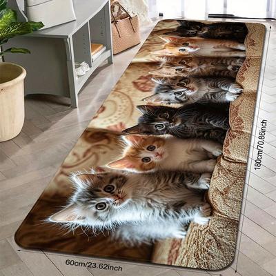 1 pz Tappetino da cucina anti-fatica con stampa di elementi di gattini, impermeabile, antiscivolo, spesso, imbottito, resistente, comodo, per la cucina