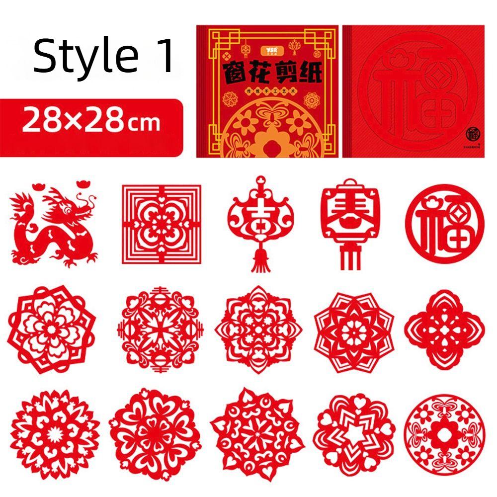 30pcs Chinese Style Paper Cuttings Set Hollow Spring Festival Window Decals Handmade DIY Home Decor Blessing FU Sticker