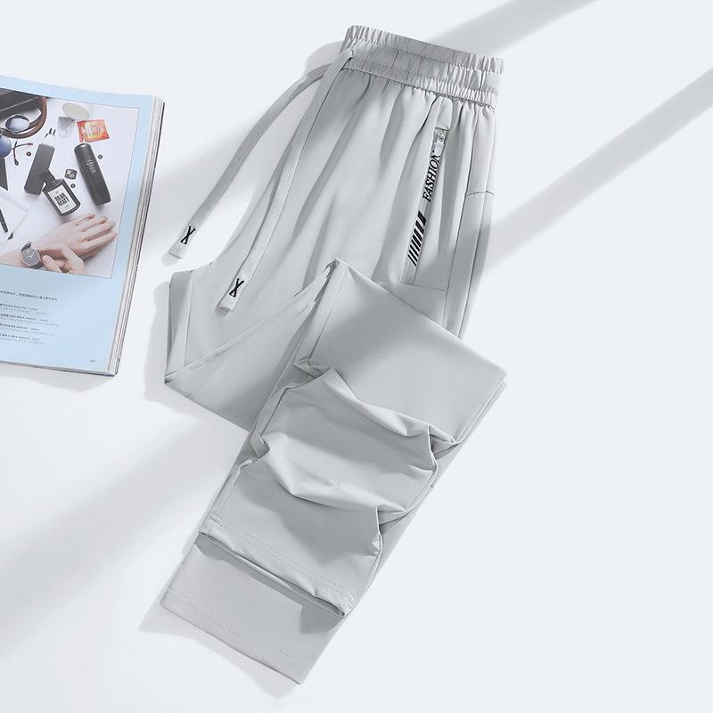 Men's Thin Ice Silk Summer Sun Protection Joggers - Breathable, Quick-Drying Outdoor Sports Pants for Running