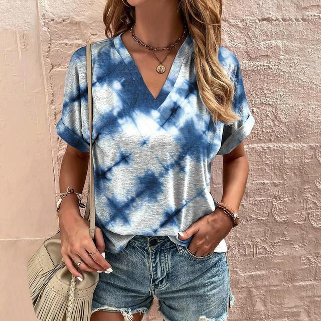 

Женская футболка с абстрактной живописью, уличная одежда, женская одежда, V-образный вырез, короткий рукав, топ с графическим принтом, повседневные рубашки и блузки 8xl