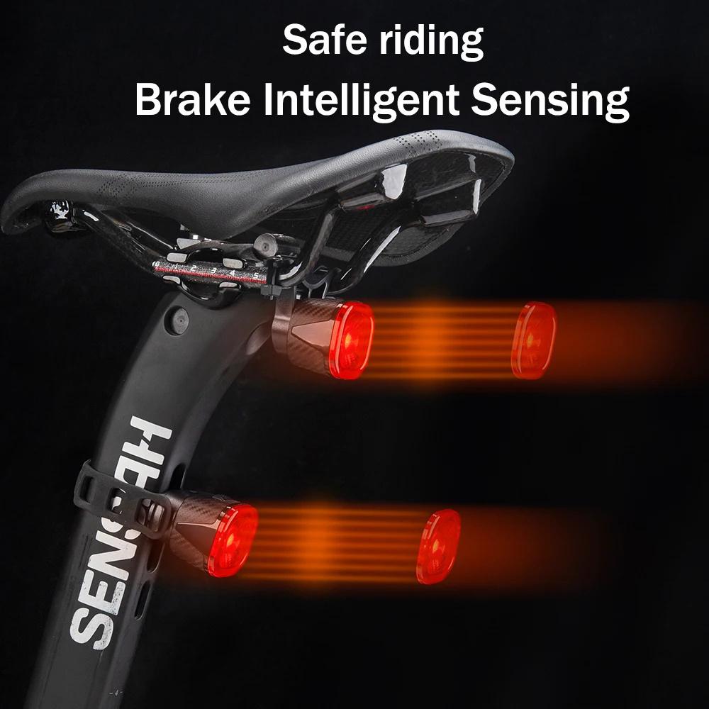 Feu arrière intelligent ROCKBROS pour vélo, avec arrêt automatique au einage, étanche IPX6, recharge Type-C, feux arrière LED pour vélo  18