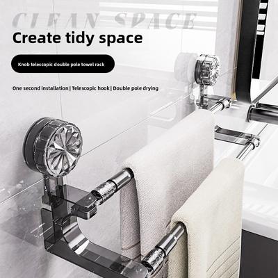 Mobiler Saugknopf Handtuchstange Handtuchhalter Stanzenfrei Ausziehbar Toilette Drehbar Handtuchständer Ständer Badezimmer