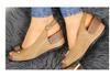 European American Plus Size Wedge Sandals - Thick Sole, Open Toe, Single Strap Buckle, Summer Outdoor, Size 43