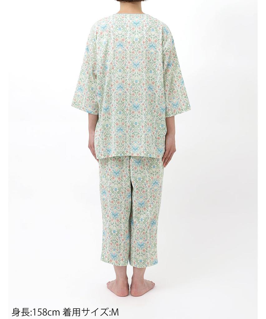 EP8074 Sleeve Long Cotton Willow Size M Wing/Wacoal Women's 3/4 Pajamas, Sleeves, 8/10 Length, 100% (Body), Fabric, Summer,