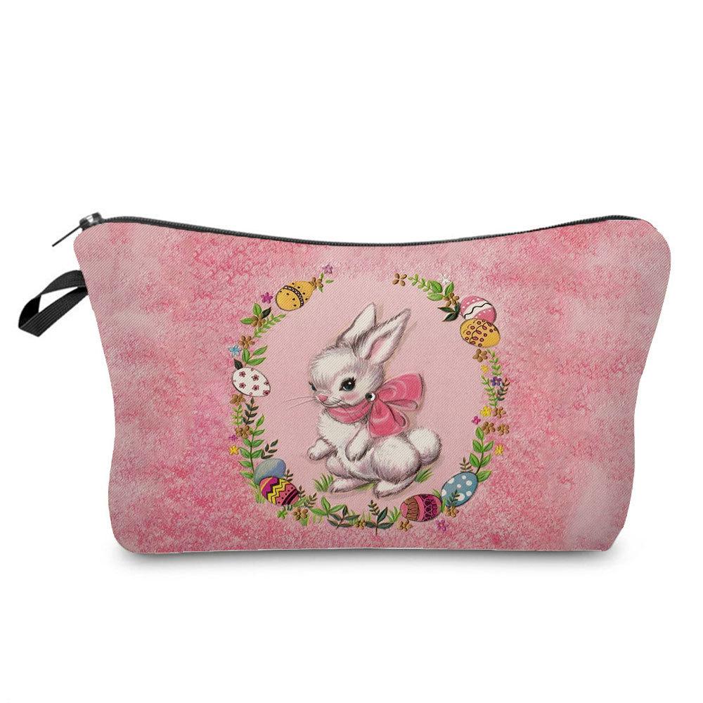 Women Rabbit Print Cosmetic Bag Toiletries Organize Travel Storage Case  6412 KTB