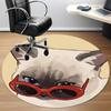 1PC Cat Sunglasses Office Round Area Rug,  Mat Suitable ForOffice, Under Office Chairs Bedroom Living Room Home Decor, Room Deco