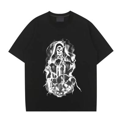 Hip Hop Men's T-shirt Grim Reaper Street Short Sleeve Black T Shirt High Quality Loose Breathable Short Sleeve New Fashion Tops