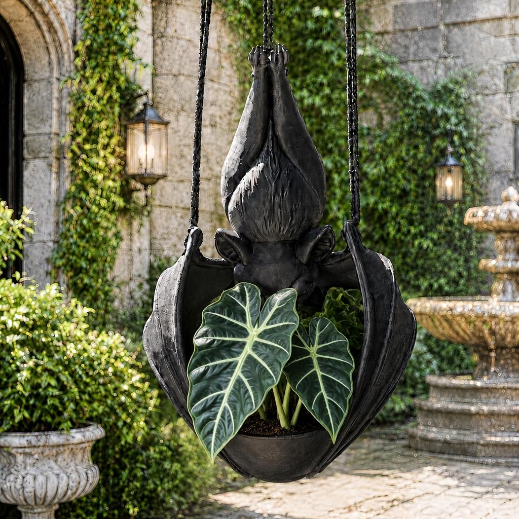 Cute Hanging Bat Flower Pot, Gothic Style Upside-Down Bat Planter, Hanging Planter for Succulents And Climbing Plants