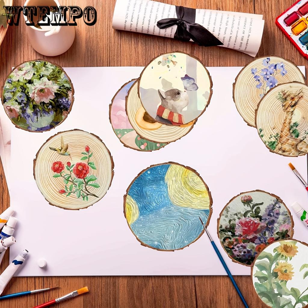 16pcs Wood Slices for Centerpieces 4.72-5.51 Inch, Round Wooden Discs for Crafts Christmas Ornaments, Wood Slice for Rustic Wedding Decoration