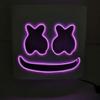 Halloween Light Up Mask Full Face LED Neon Marshmallow Mask Headgear Luminous DJ Music Festival Props Cosplay Rave Party Mask