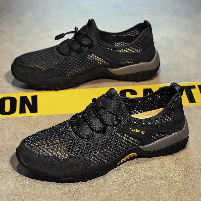 Fashion Outdoor Mesh Men Sneakers Slip On Men Loafers Breathable Summer Casual Shoes For Men Lightweight Camping Hiking Shoes