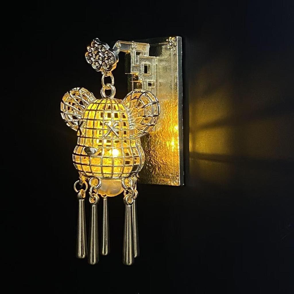 Ancient Style Luminous Lantern Refrigerator Magnet with Pavilion Tassel and Pearl Ornament