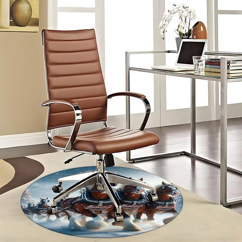 

1pc Budweiser Clydesdale Horses Round Carpet - Office Chair Mat, Anime Design, Holiday Gift, Universal for All Seasons, Suitable for Home Decor, Livin 80cm by 80cm