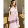 2025 Spring Luxury Soft Single Long Sleeve Silky Dress for Women
