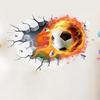 3D Soccer Wall Stickers, Self-Adhesive Soccer Ball Wallpaper Poster, Sports Ball Breakthrough Wall Decals for Boys Bedroom Playroom