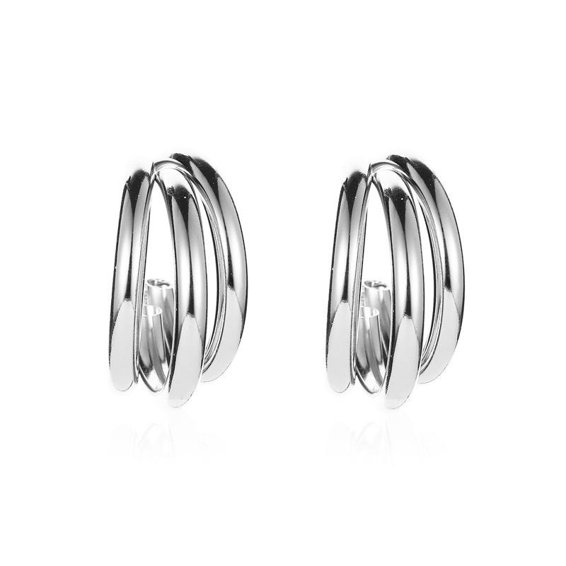 European & American Geometric Alloy C-Shaped Circle Earrings - Trendy Fashion Statement Jewelry