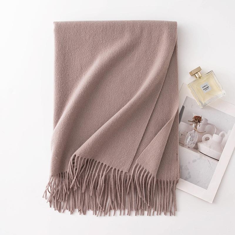 New Solid Color Widened Wool Scarf Light Luxury High End Autumn and Winter Thickened Warm Wool Large Shawl