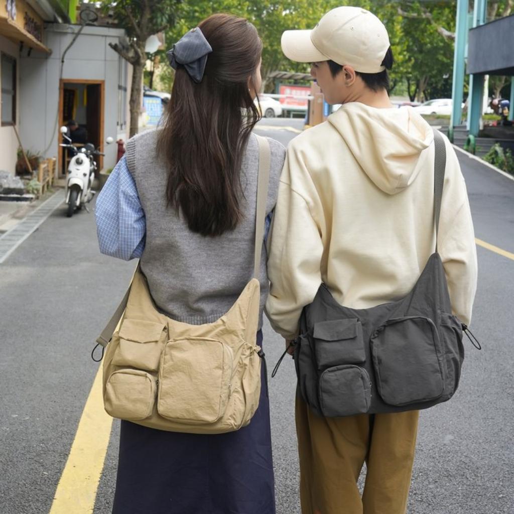 Shoulder Bag Unisex Nylon Multi Pocket Large Capacity Daily Commute