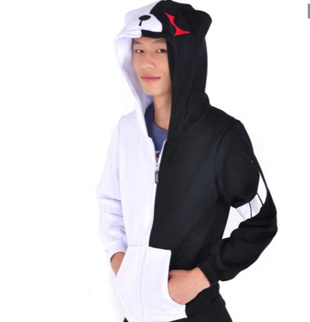 Anime Danganronpa Monokuma Cosplay Unisex Jacket Hoodie Sweatshirt Coat Hooded