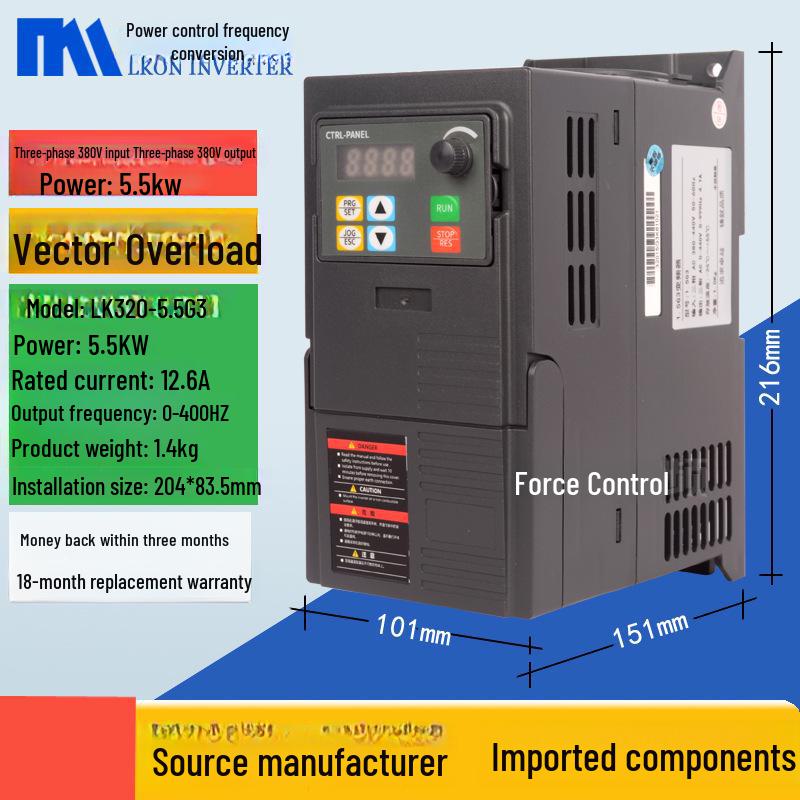 Power Control Inverter for Three-Phase Motors (1.5kW-7.5kW, 380V To 220V Speed Regulator)
