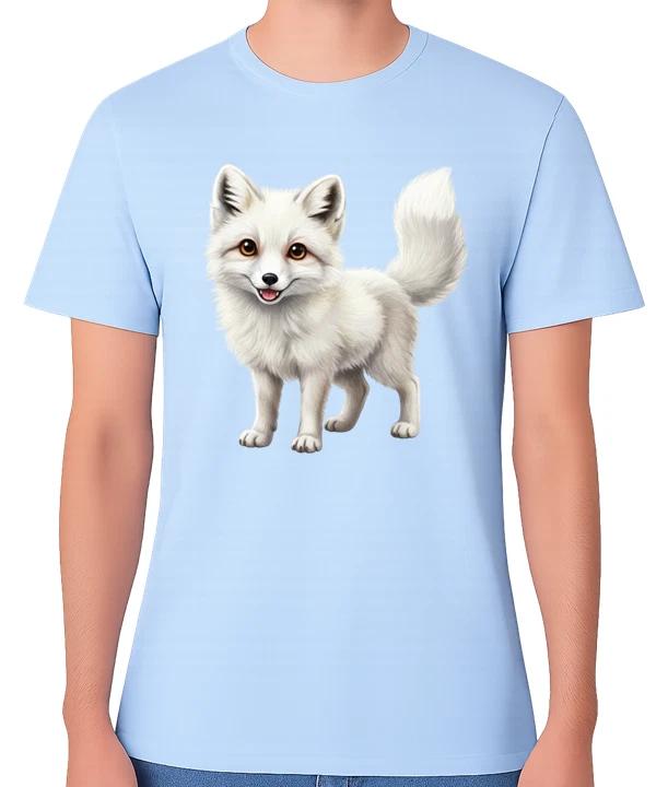 Arctic Fox T-Shirt Cute White Fox Animal Illustration Unisex Tee XXXL