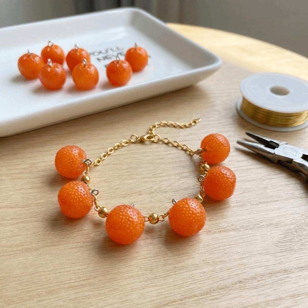 10PCS/SET 3D Simulation Fruit Charms Pendant Handmade Pippin Orange Resin Spacer Loose Beads Small Peeled