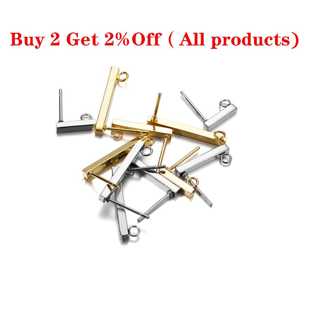 20pcs Stainless Steel T Type Earring Stud Ear Back Plug Pin Blank Earring Stopper For DIY Jewelry Making Supplies Accessories