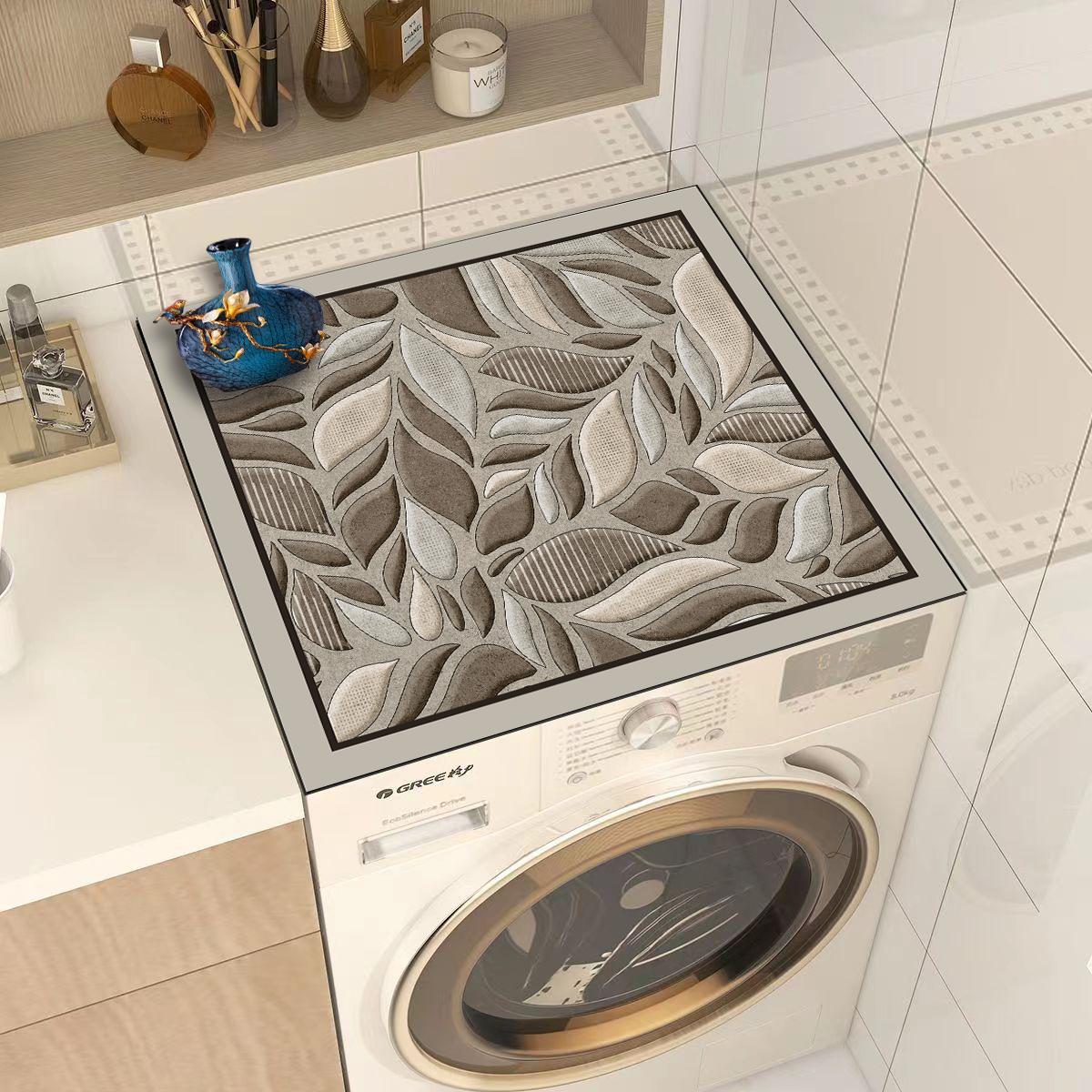 Thickened washing machine lid mat, table mat, bedside table mat, waterproof, oil-proof, printed, non-slip, freezer/refrigerator dustproof mat 35x40cm