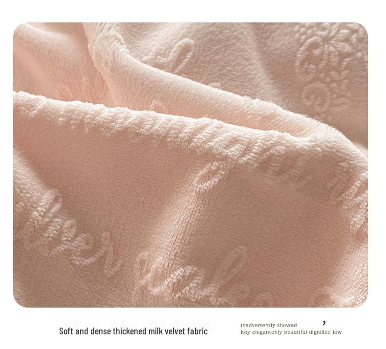 Class A Winter-Ready Milk Velvet Lace 4-Piece Set: Soft, Double-Sided Coral Fleece in Cream Style