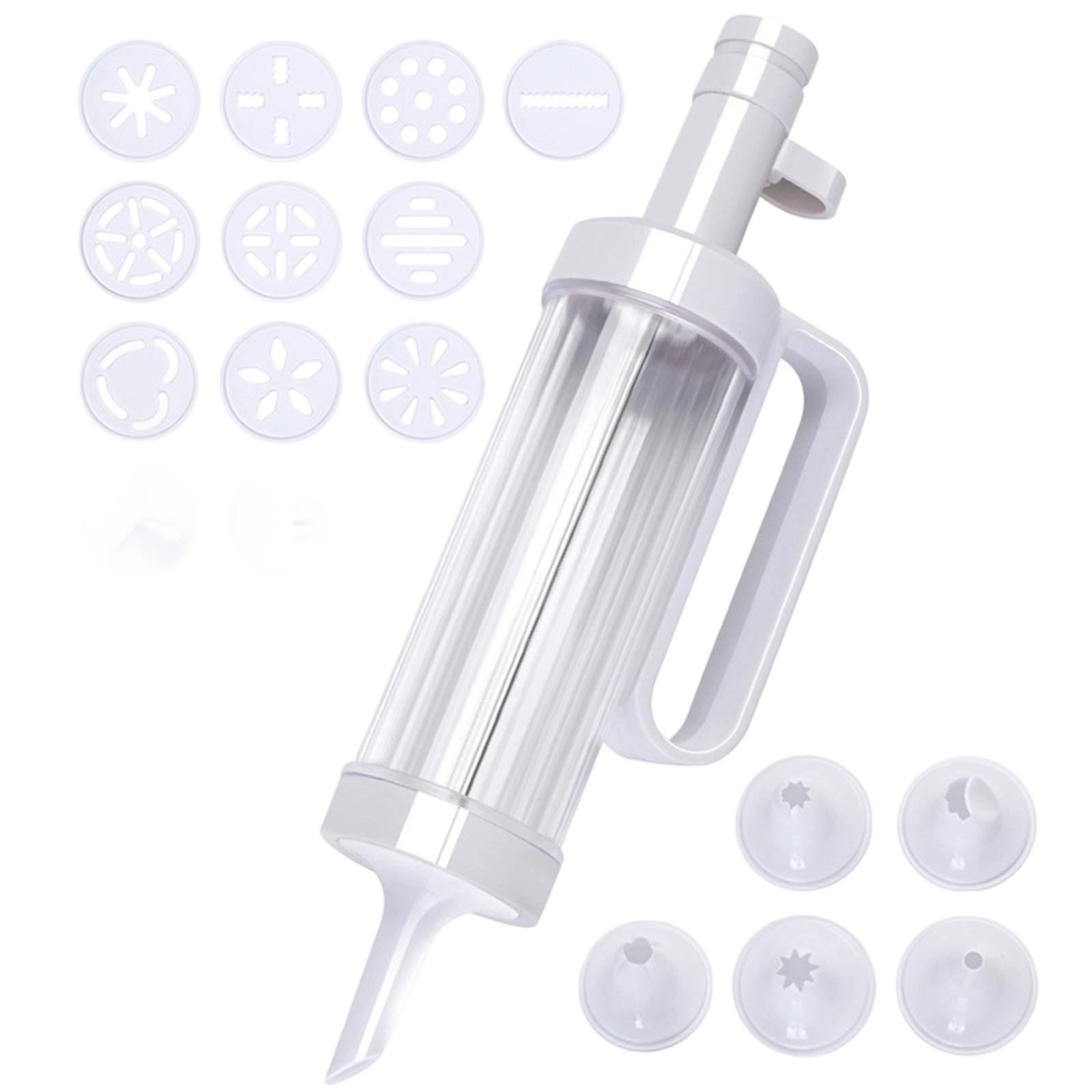 

Cookie Press Set with Stainless Steel Discs and Icing Nozzles for Baking Decorating and Shaping Dough for Homemade Cookies Cakes Pastries and Desserts One Size белый