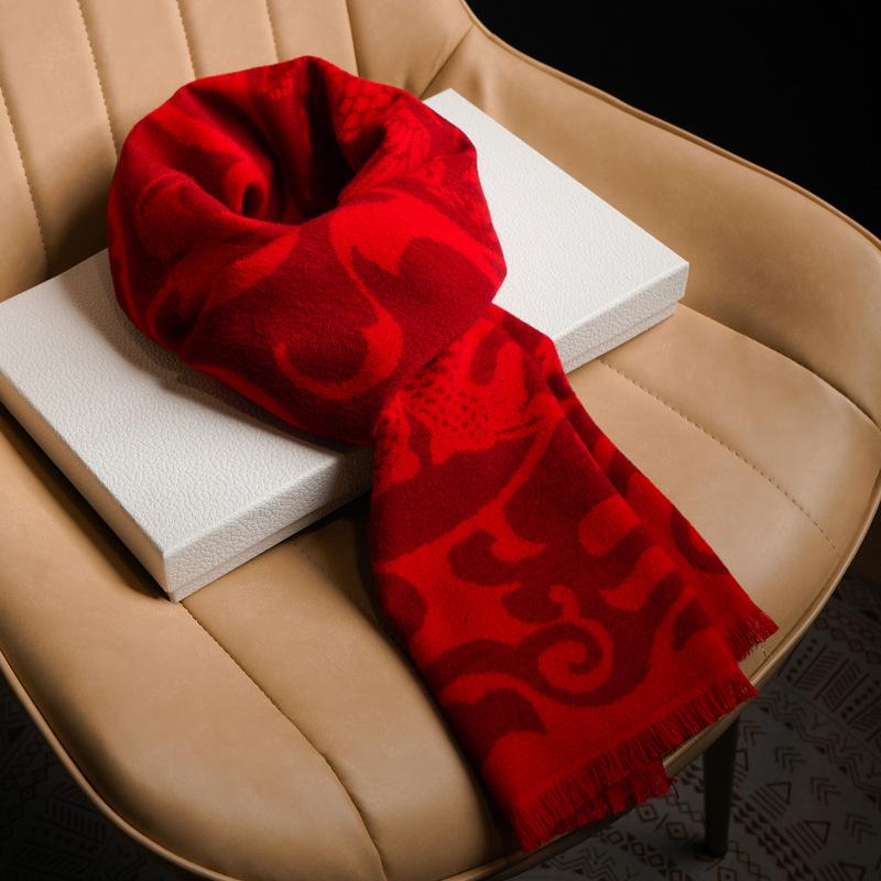 Imitation Cashmere Red Scarf Men's and Women's Winter Big Red Rabbit Shawl
