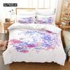 Duvet Cover Cartoon Unicorn Floral Bedding Set Microfiber Flying Horse Comforter Cover Full Queen Children Girls Bedroom Decor
