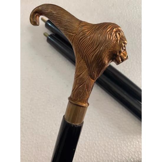 Vintage Victorian Wooden Walking Stick CaneAntique Brass Lion Head Handle Gift