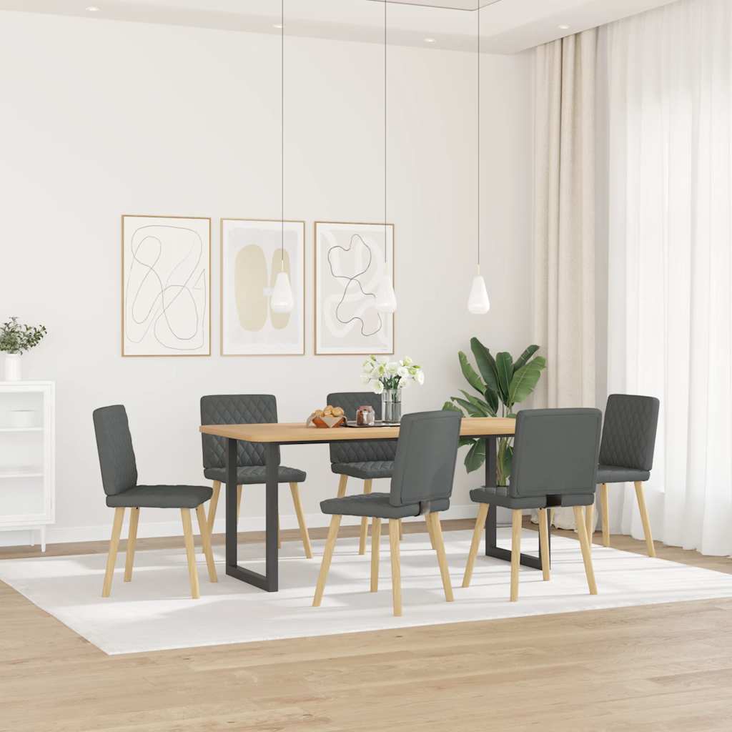 Dining Chairs 6 Pcs Dark Grey Fabric