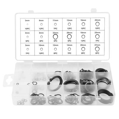 Set Assortito di Anelli Elastici a Scatto Circlip 150 Pezzi 3mm - 32mm 18 Misure con Scatola