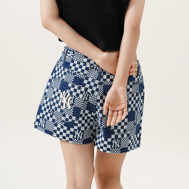New MLB Denim Shorts Women's Blue 3FDPM0323-50BLS