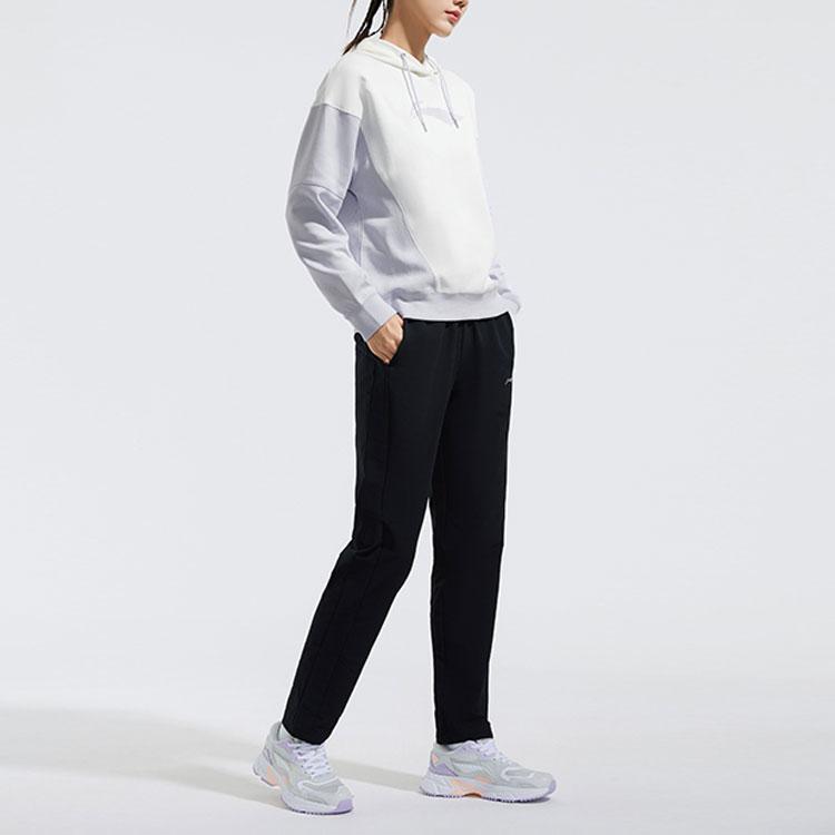 Li Ning Fitness Series Fleece Lined Straight Leg Sports Pants Women Pants Black AYKR758-1
