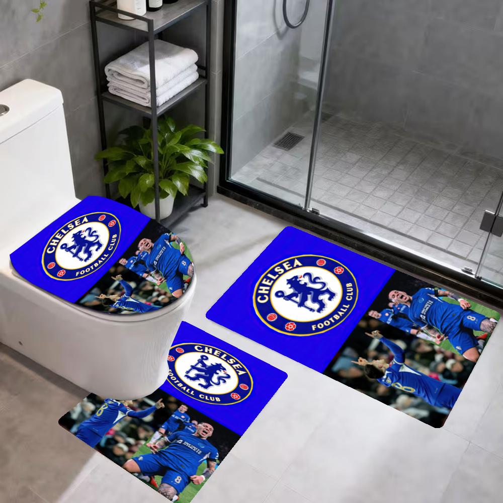 Chelsea 3Pcs Bathroom Mat Nonslip Floor Mat Set Toilet Lid Bathroom Mat Bathroom Absorbent Door Mat Decoration