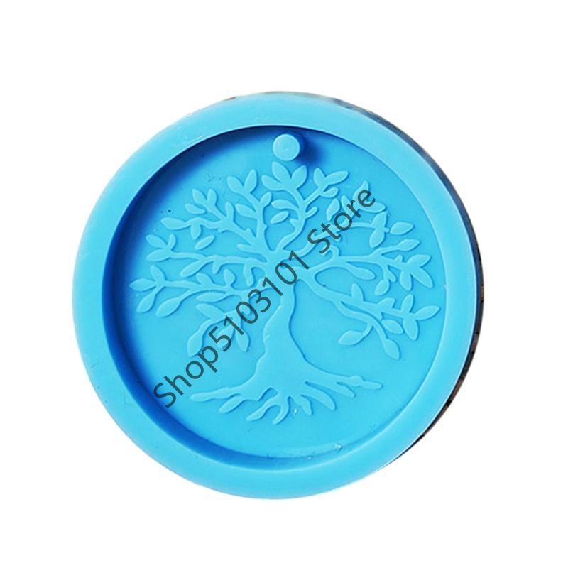 

X6HE Round Keychain Silicone Mold Circle Keychain Charms Epoxy Resin Molds Casting Molds with Hole