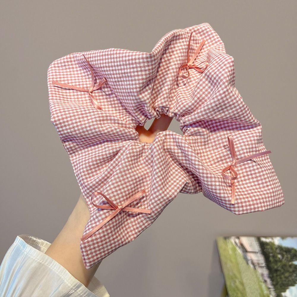 Bowknot Hair Rings Plaids Hair Accessories Cute Hair Scrunchies  Women Girl