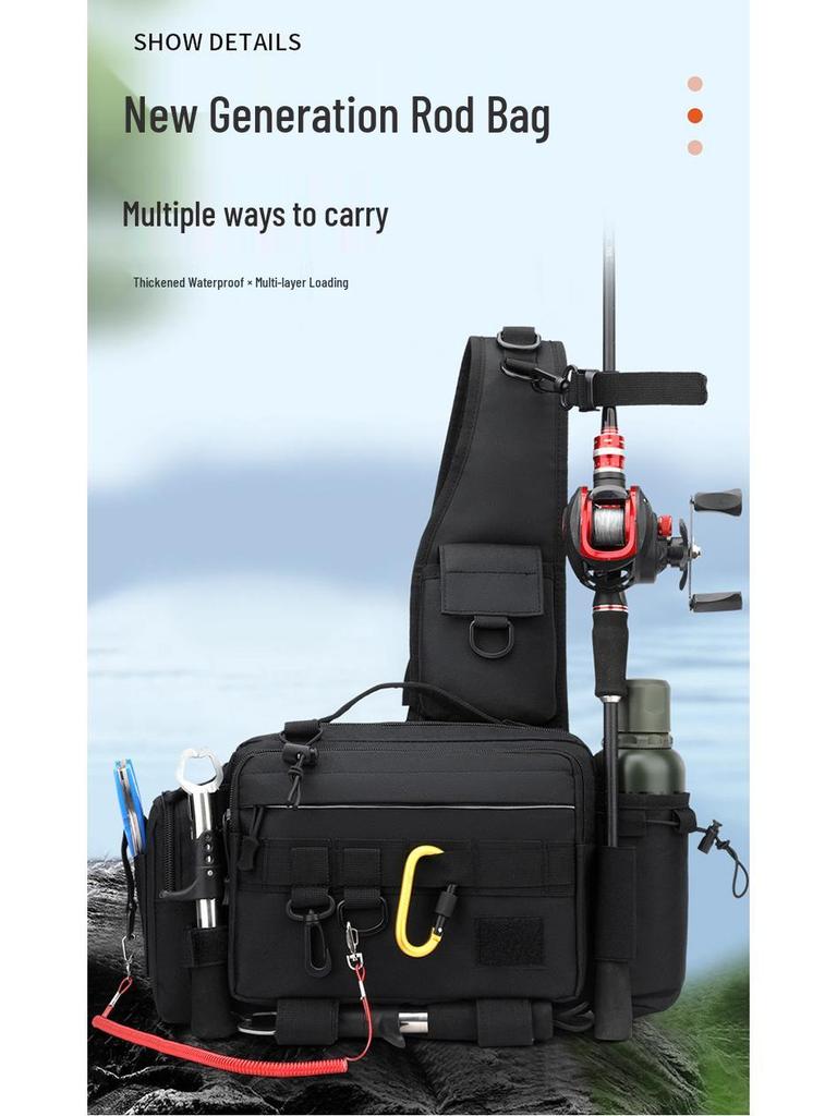 Multifunctional Large Capacity Fishing Rod & Tackle Bag: Waist, Backpack, Crossbody, and Holder