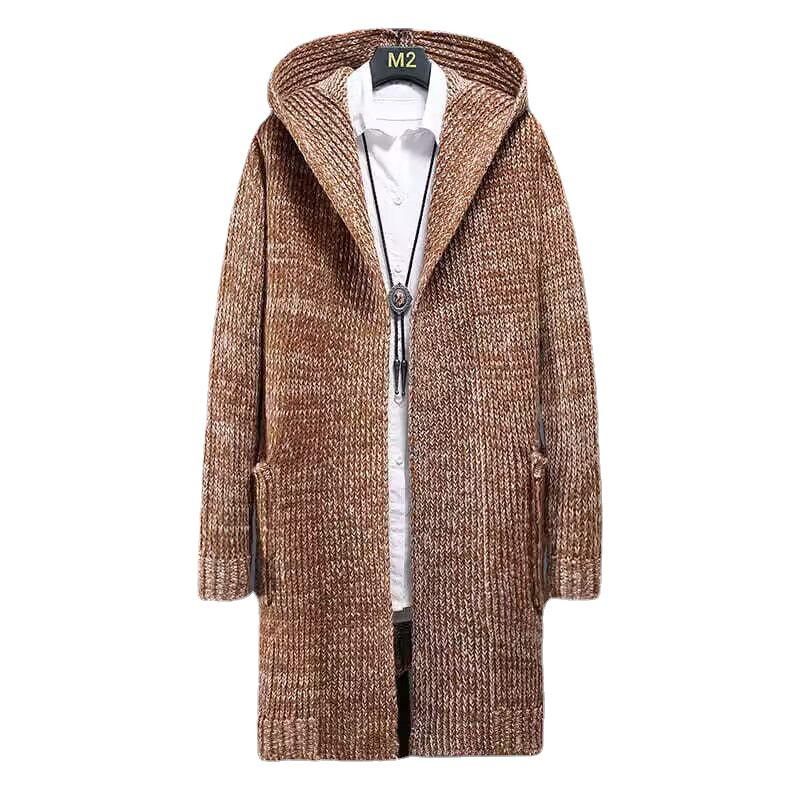 Herren Dicker Winter Kapuzen Strick Cardigan Mantel